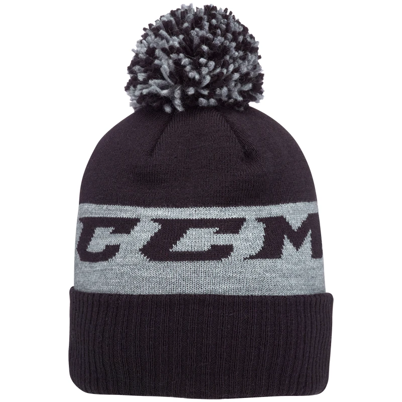 CCM Team Fleece Pom Knit Black Beanie 1 CCM Team Fleece Pom Knit Black Beanie