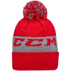 CCM Team Fleece Pom Knit Red Beanie